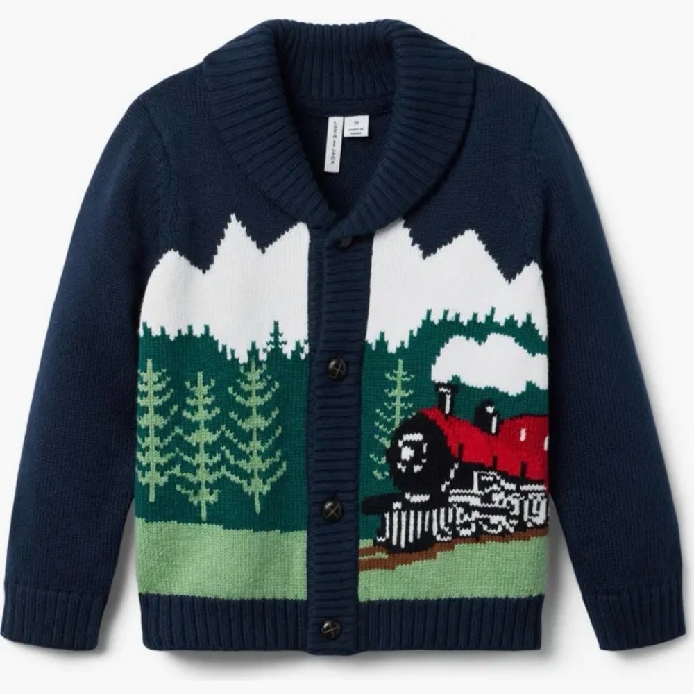 Janie and Jack Train Cardigan NWT